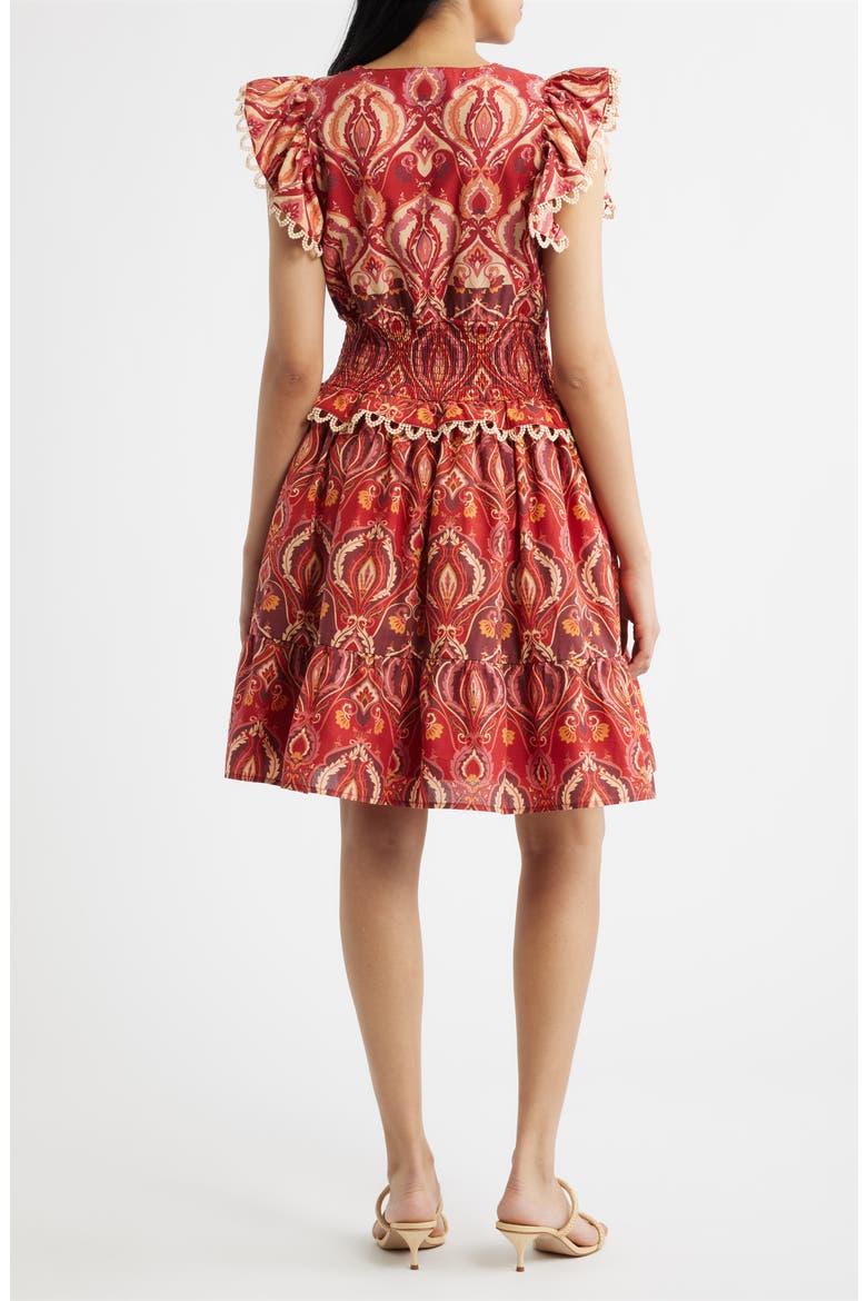 Smocked Waist Ruffle Dress, Alternate, color, RED MULTI