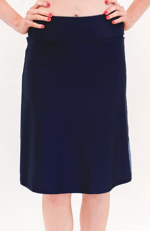 Knee Length Swim Skort With Bike Shorts