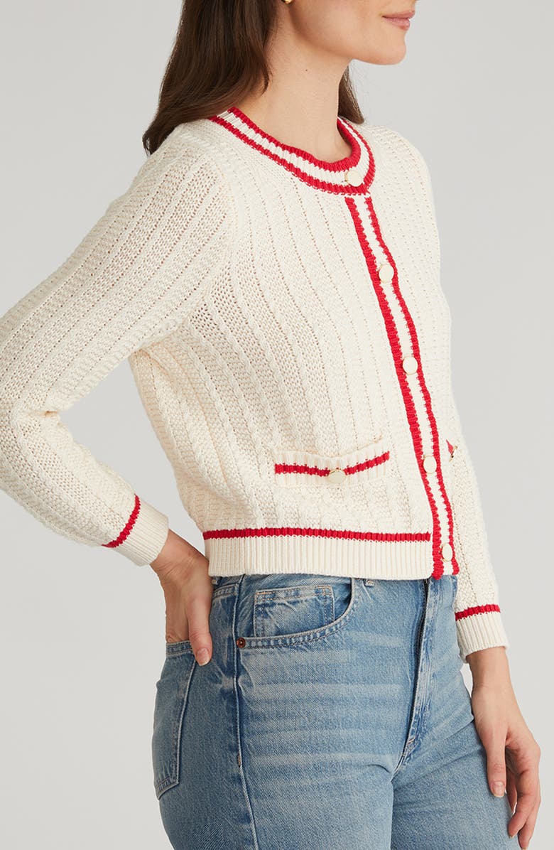 525 america Laurel Contrast Trim Cardigan, Alternate, color, Sea Salt Multi