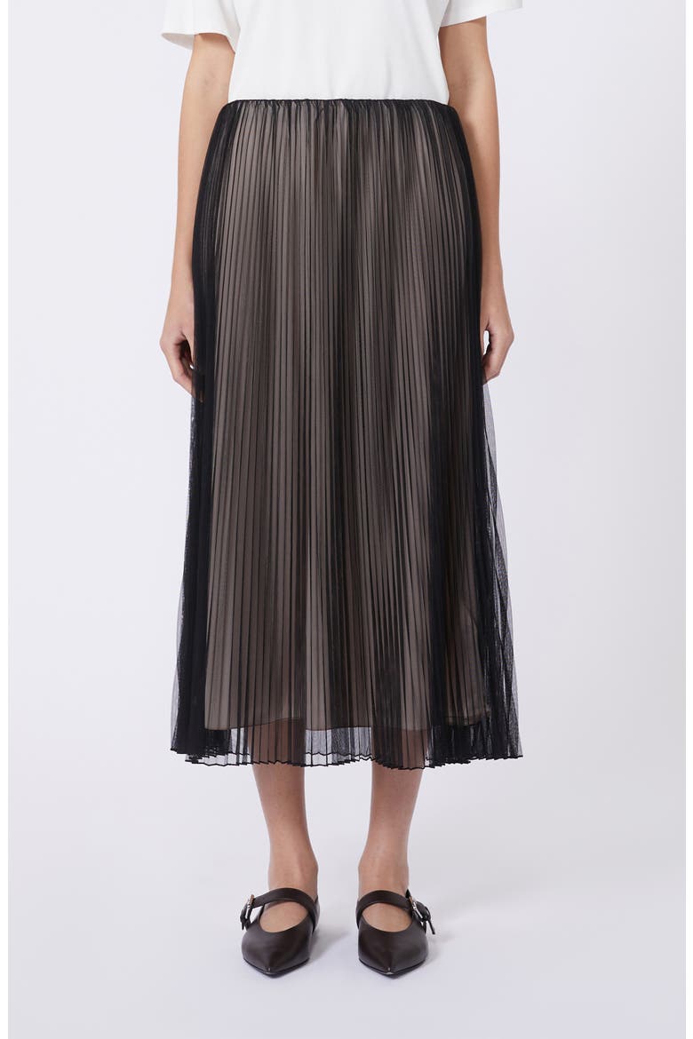 Baby Pleated Maxi Skirt, Main, color, BLACK