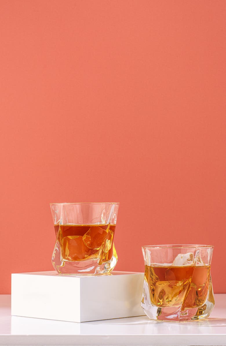 JoyJolt Aurora Set of 2 Whiskey Glasses, Alternate, color, Clear
