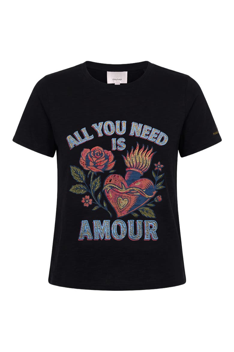 All You Need Is Amour Shrunken Cotton Band Graphic T-Shirt, Alternate, color, BLACK MULTI