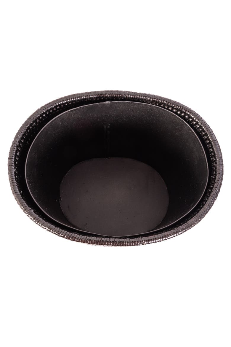 Artifacts Rattan Oval Waste Basket with Metal Liner, Alternate, color, Tudor Black
