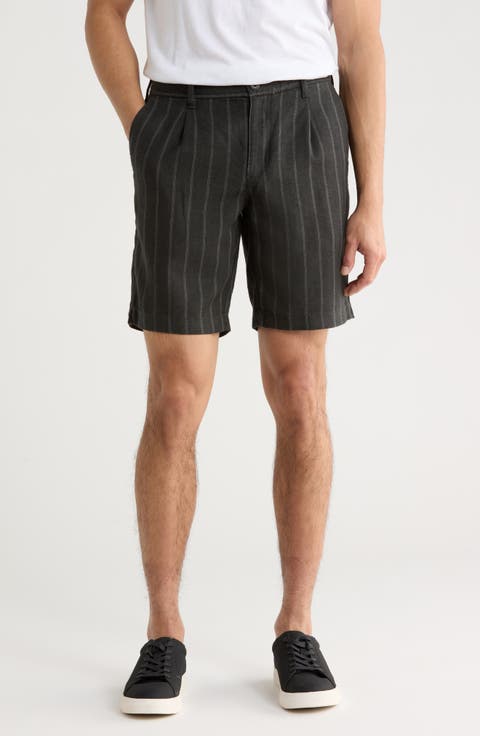 Isla Sands Pleated Stripe Linen Blend Shorts