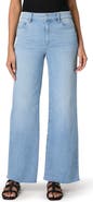 PAIGE Anessa Raw Hem High Waist Wide Leg Jeans