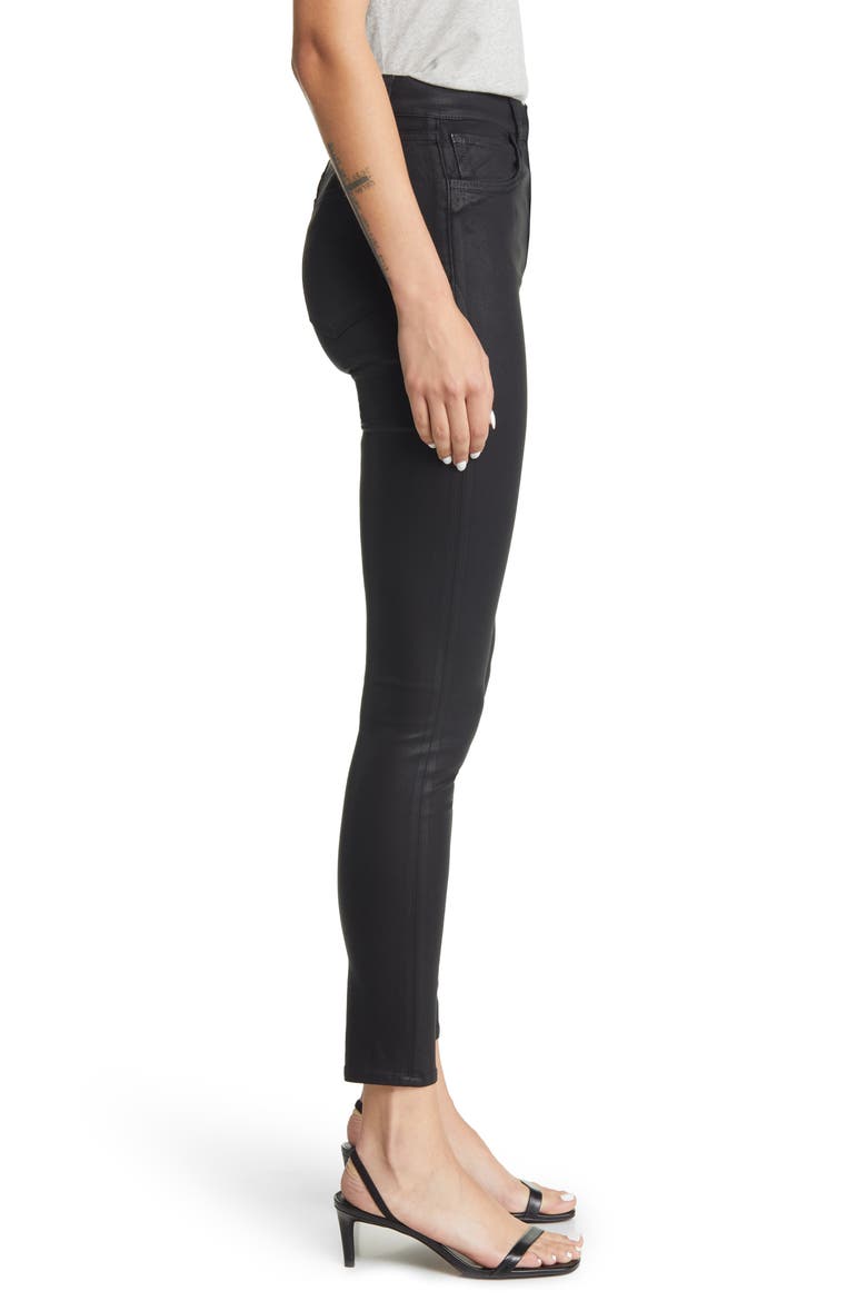 The Charlie Coated Ankle Skinny Jeans, Alternate, color, BLACK