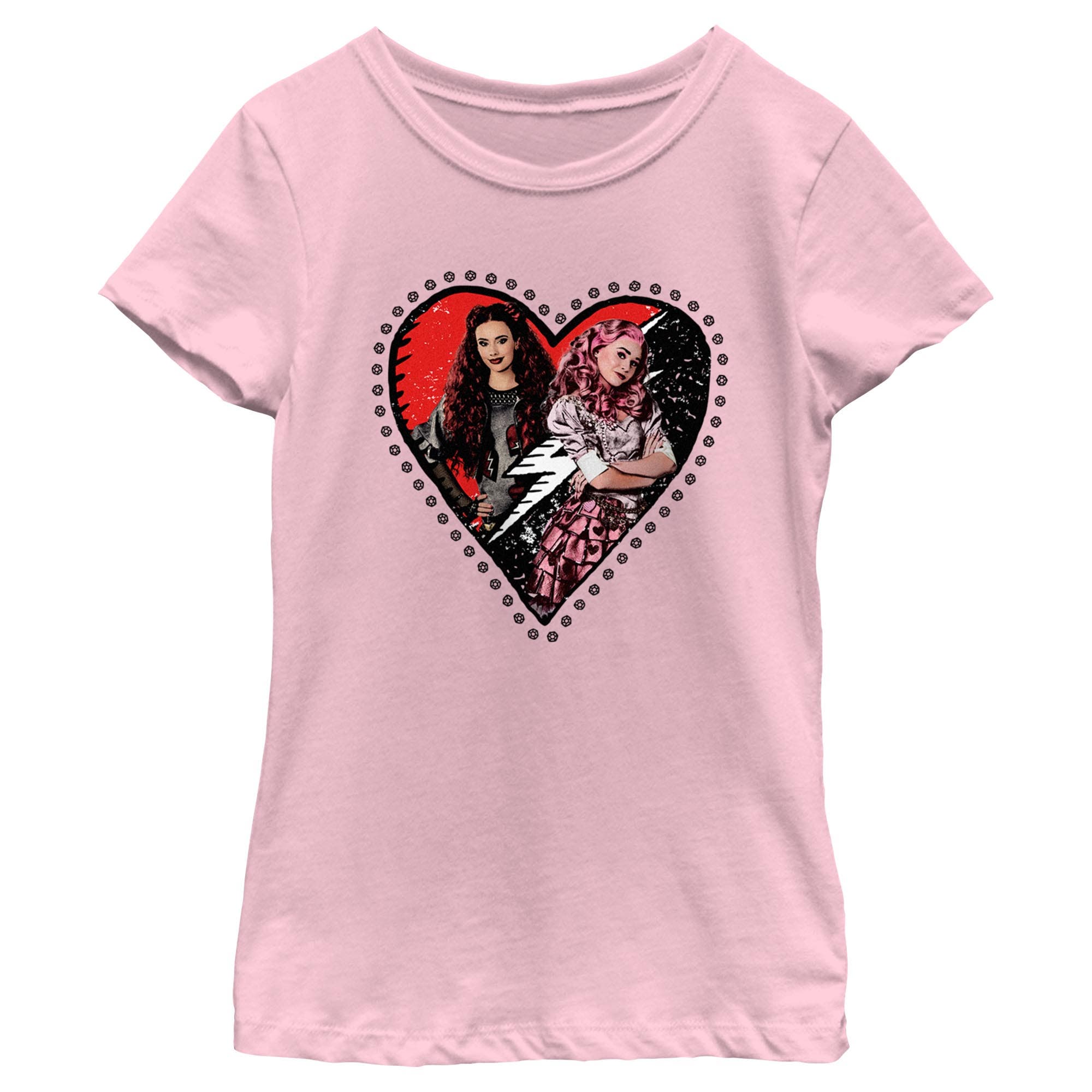 Descendants: The Rise of Red Girl's Descendants The Rise of Red Bridget and Daughter Photo Heart  Graphic T-Shirt in Light Pink 