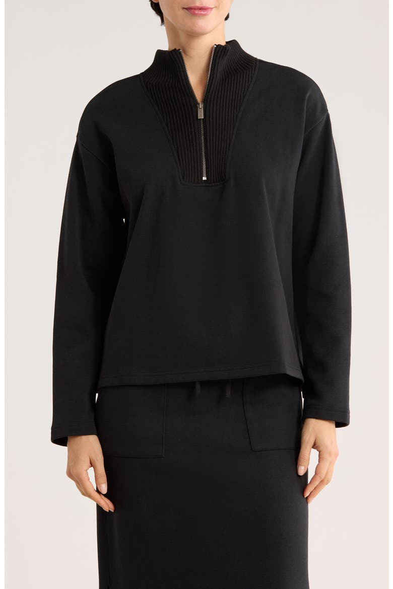 Half Zip Sweater, Main, color, BLACK