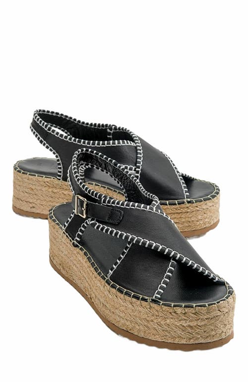 Forever & Always Shoes Bellezza Leather Platform Sandal in Black Leather at Nordstrom, Size 6