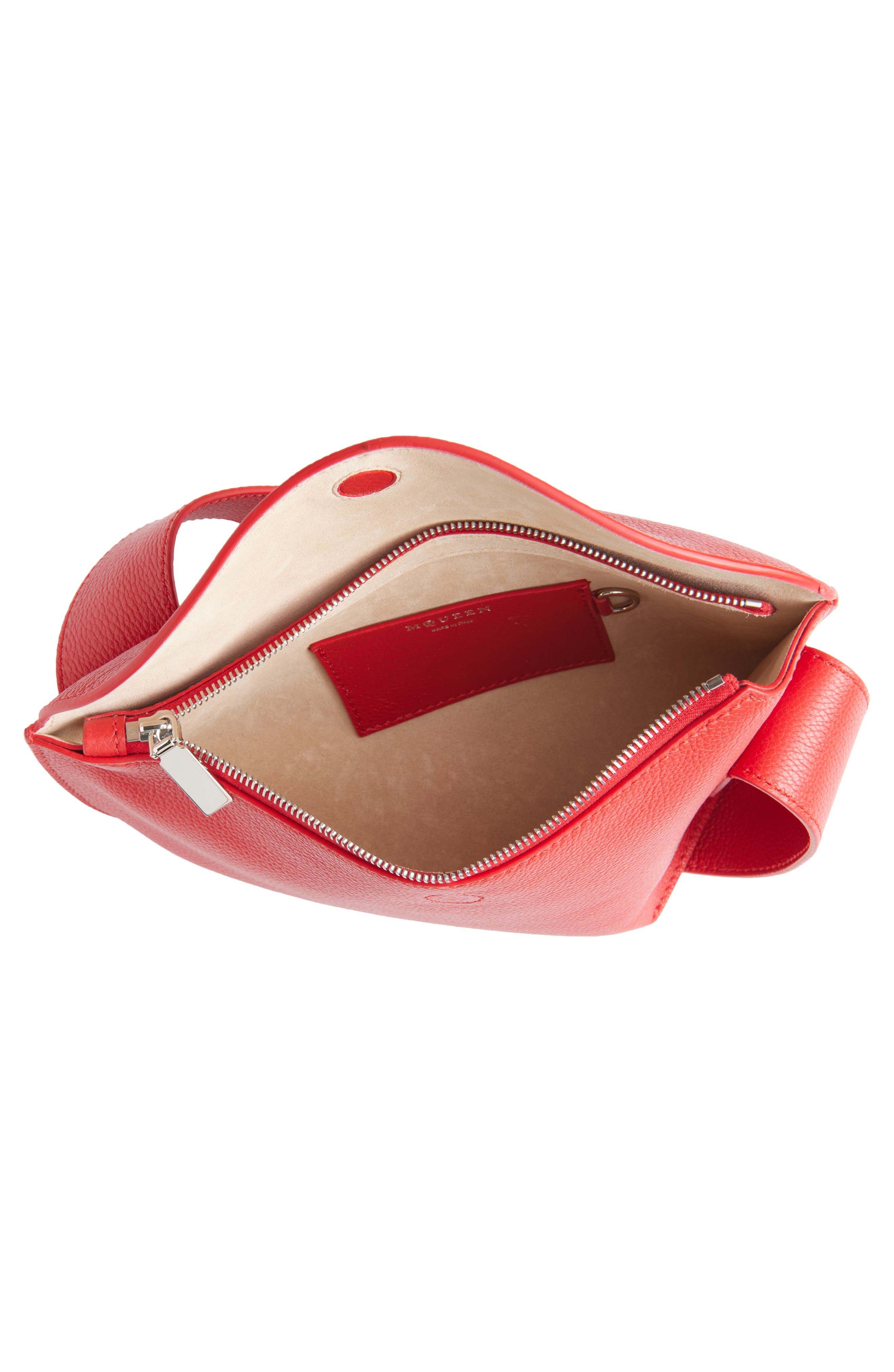 T-Bar Sling Asymmetric Leather Crossbody Bag, Alternate, color, RED/ SILVER