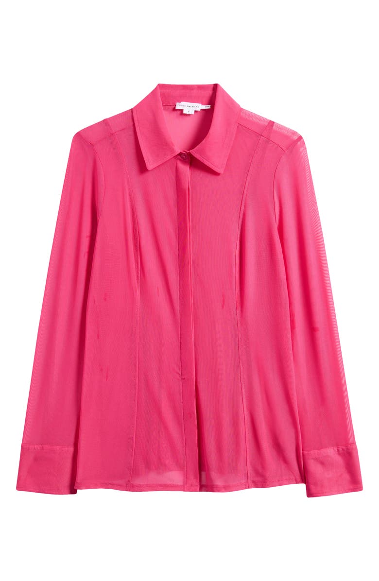 Good American Sheer Mesh Button-Up Shirt, Alternate, color, Ballerina Pink004