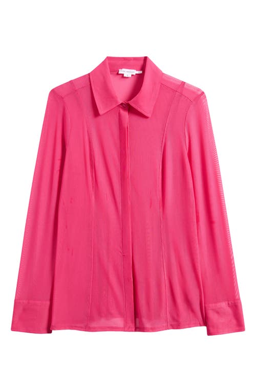 Good American Sheer Mesh Button-up Shirt In Ballerina Pink004