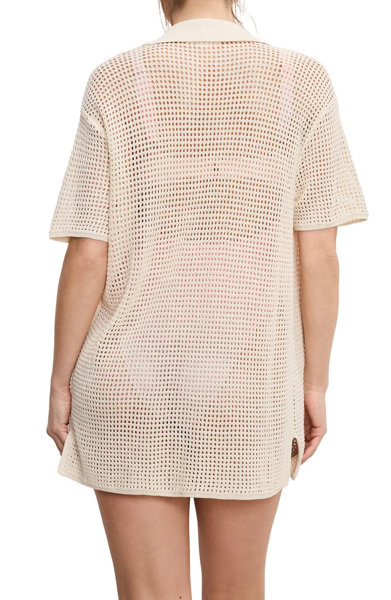 Good American Open Knit Cover-Up Shirt, Alternate, color, Ecru