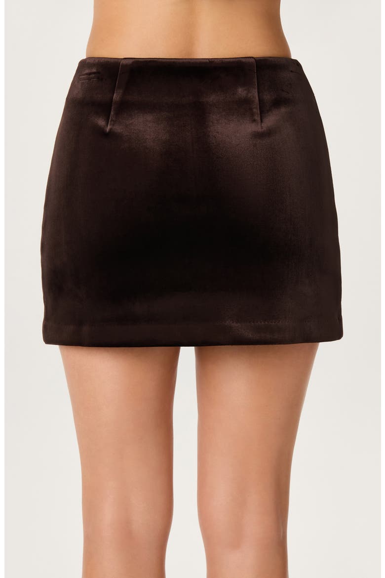 Raphaelle Velvet Miniskirt, Alternate, color, DARK BROWN