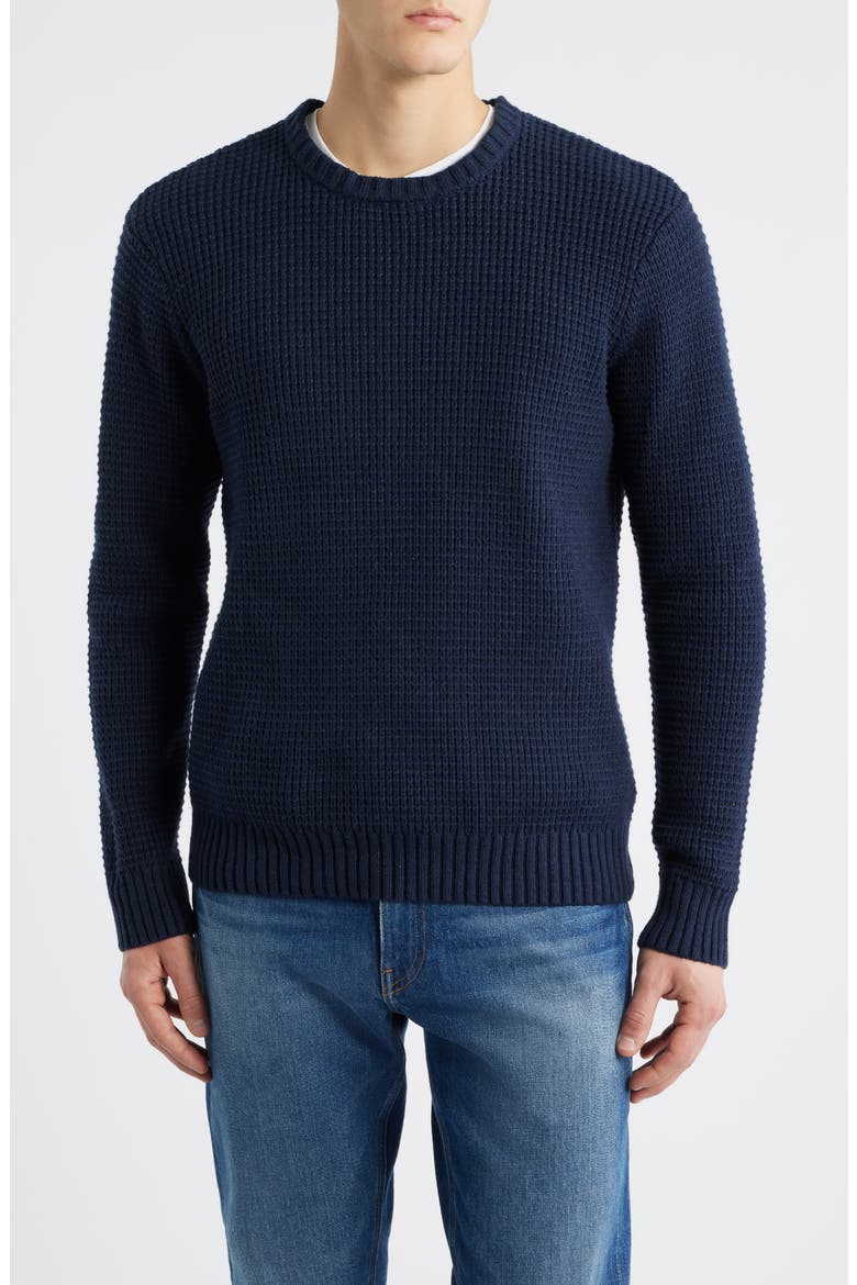 Laggan Waffle Stitch Crewneck Sweater, Main, color, NAVY