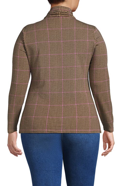Lands' End Plus Size Lightweight Jersey Skimming Long Sleeve Turtleneck In Brown