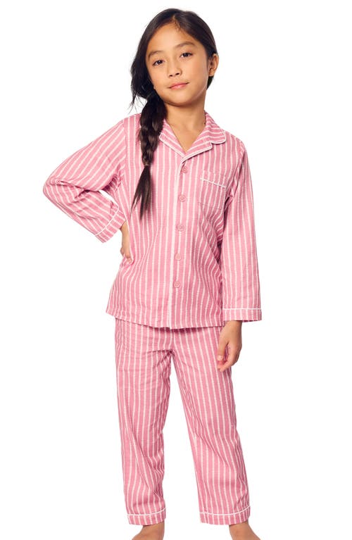 Shop Petite Plume Kids' Heart Stripes Two-piece Pajamas In Pink