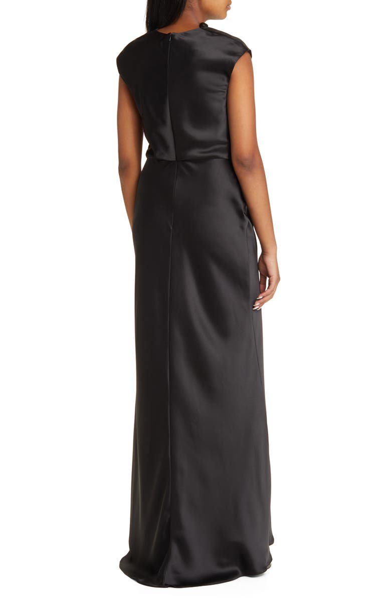 Amsale High Cowl Neck Satin Gown, Alternate, color, 
