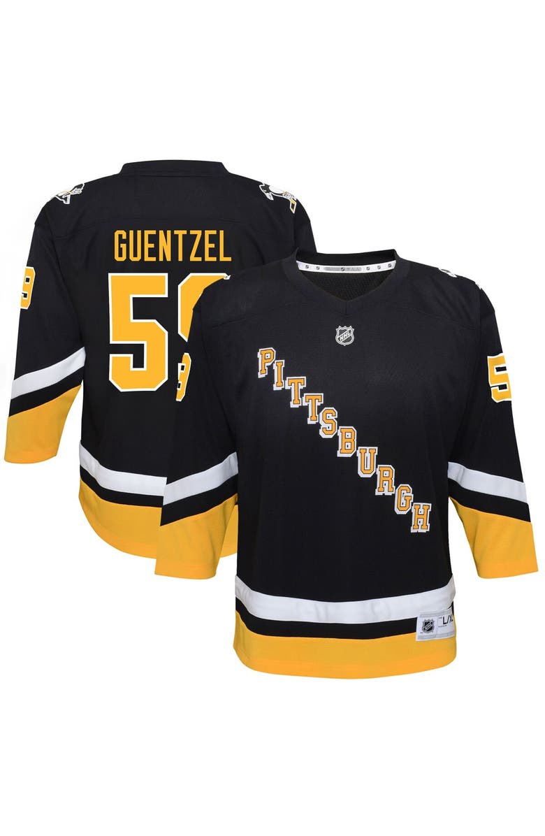 Outerstuff Youth Jake Guentzel Black Pittsburgh Penguins 2021/22 Alternate Replica Player Jersey, Main, color,