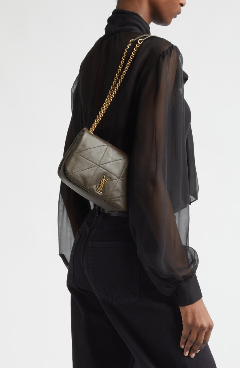 Saint Laurent Mini Jamie 4.3 Patchwork Leather Shoulder Bag, Alternate, color, Light Musk