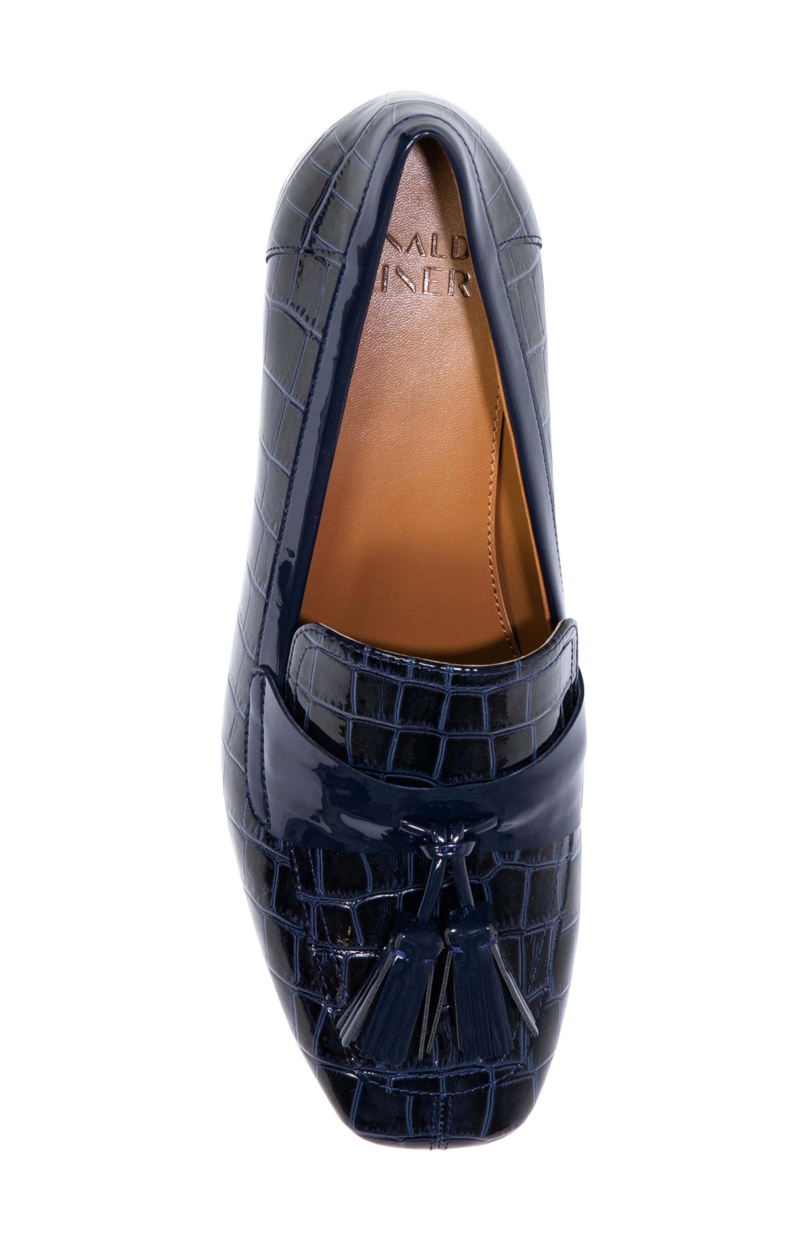 Kressida Croc Embossed Tassel Loafer, Alternate, color, NAVY