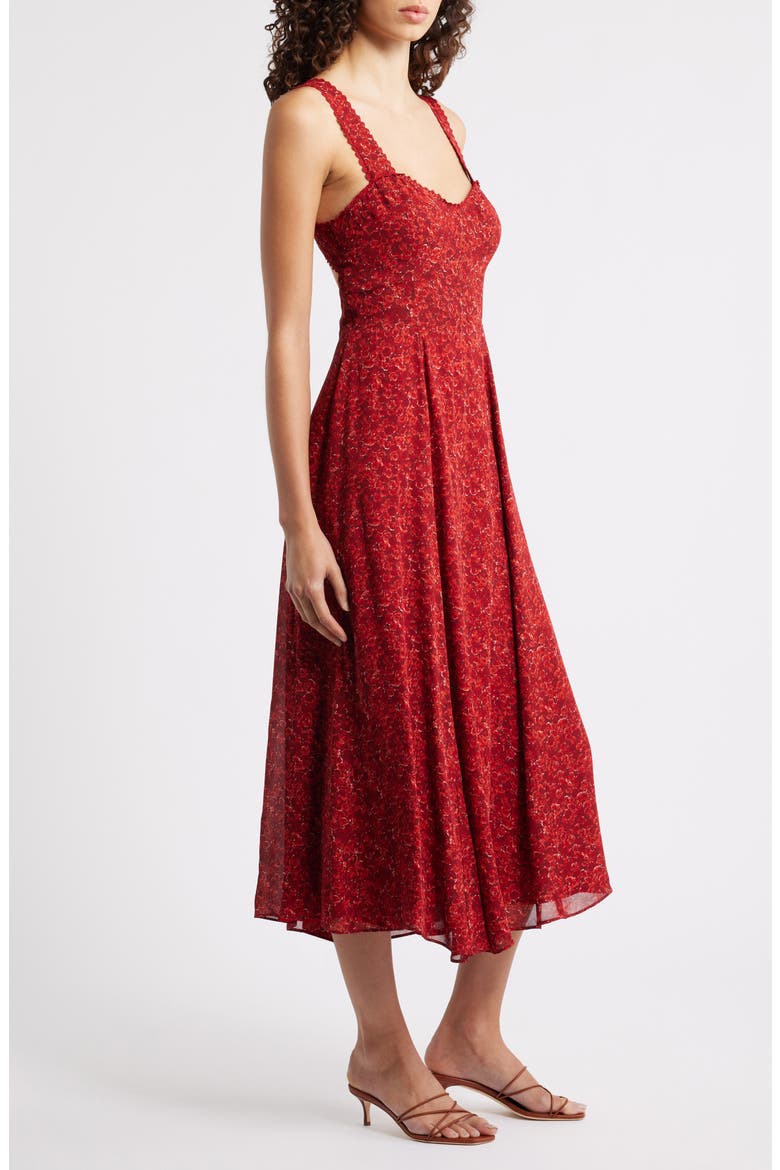 Lela Floral Print Midi Dress, Alternate, color, ROSEANNE