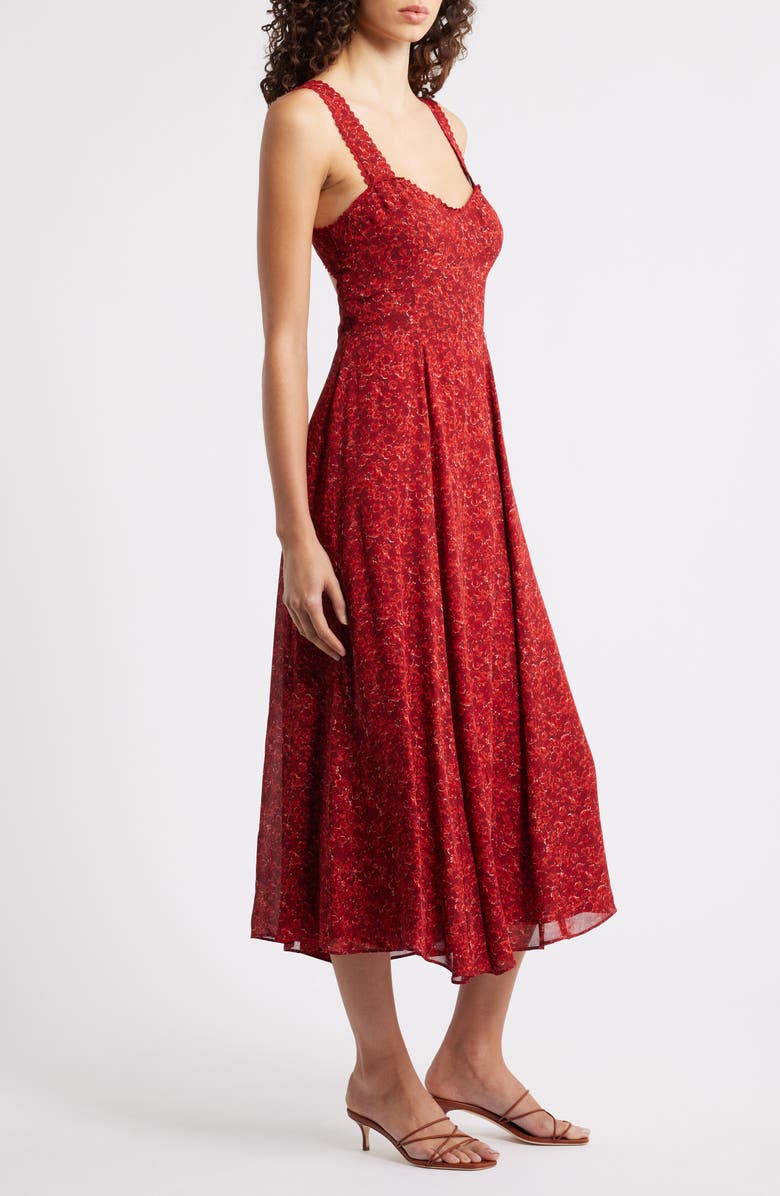 Reformation Lela Floral Print Midi Dress, Alternate, color, Roseanne