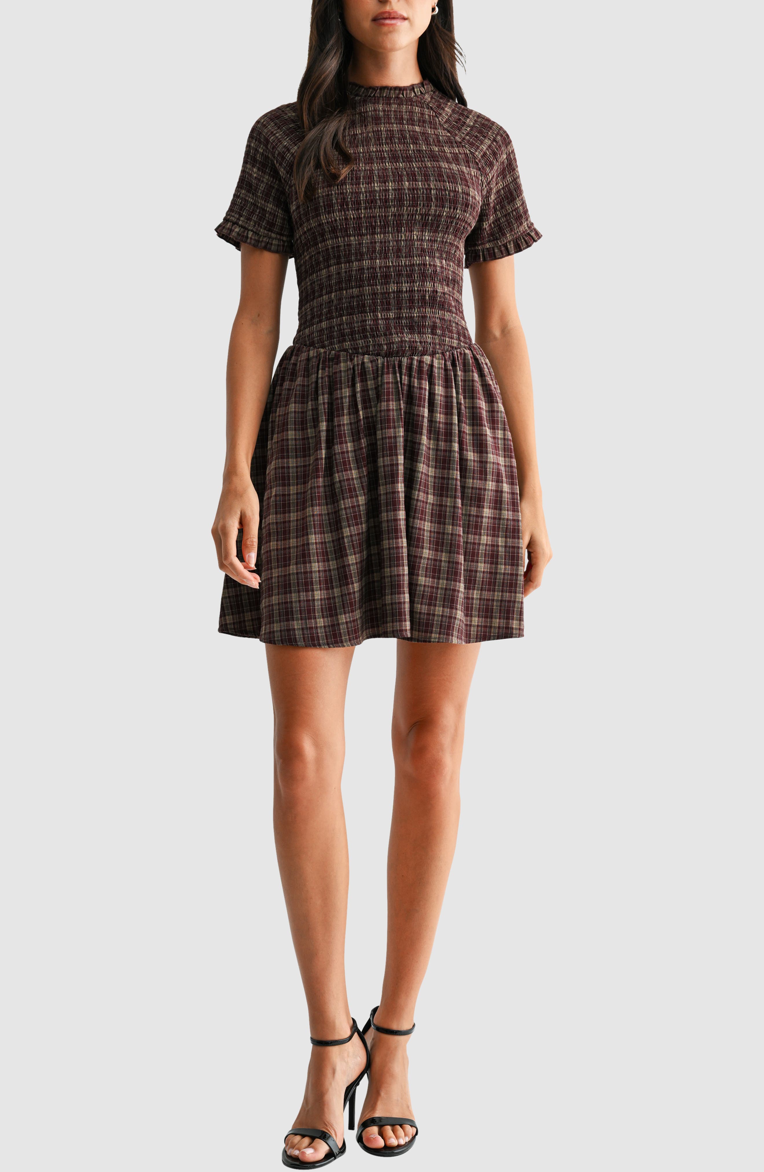 selected TAUPE BURGUNDY PLAID