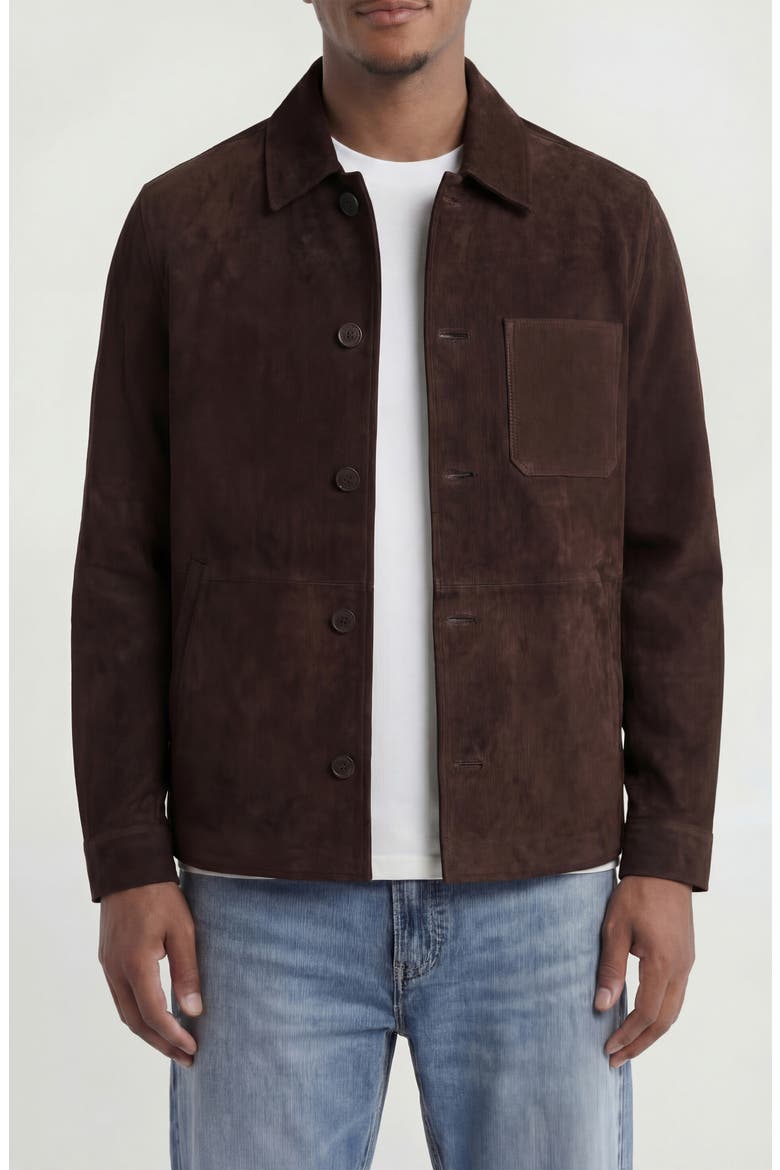 Genuine Suede Barn Jacket, Main, color, CHOCOLATE