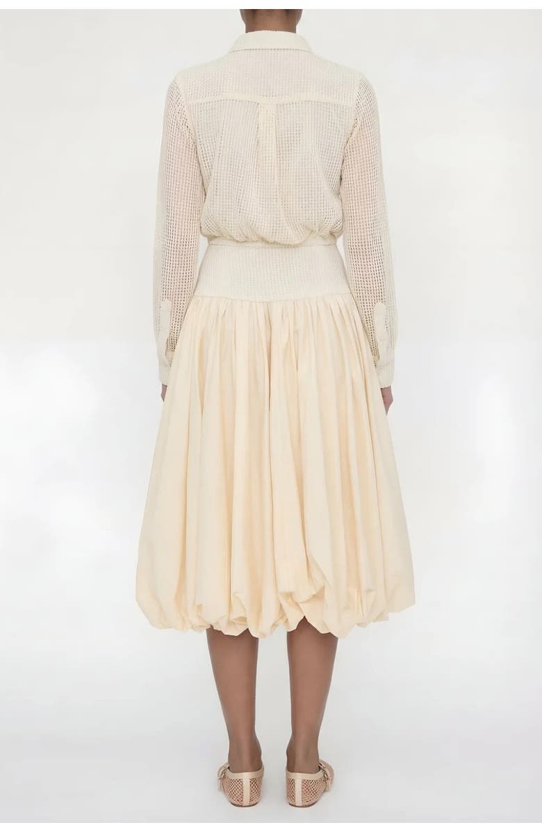 Elexiay Kemi Ivory Crochet Waist Bubble Hem Cotton Skirt, Alternate, color, Oatmeal