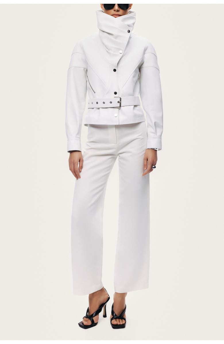 Nocturne High-Neck Belted Jacket, Alternate, color, White