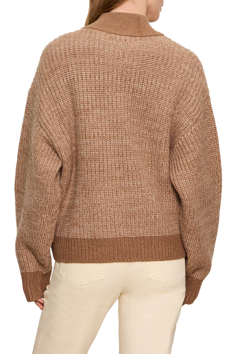 Zip-Up Cardigan, Alternate, color, HEATHER COCOA BROWN