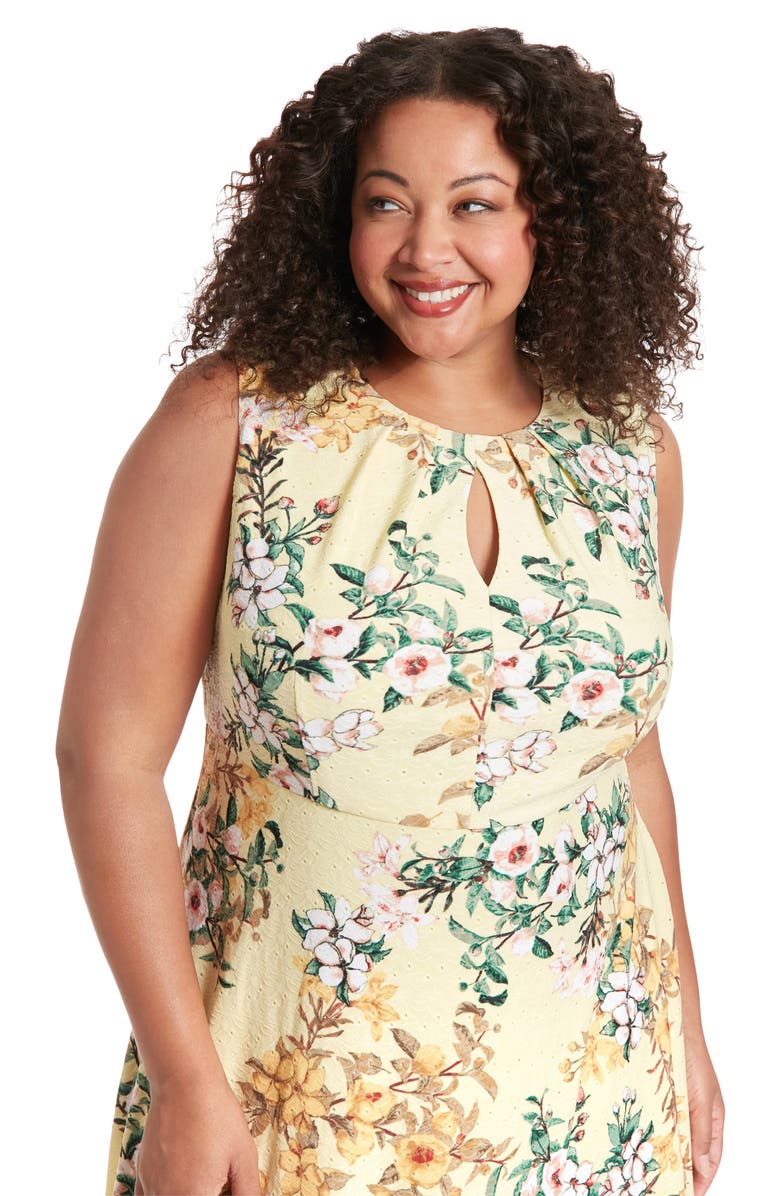 London Times Keyhole Sleeveless Fit & Flare Midi Dress, Alternate, color, 