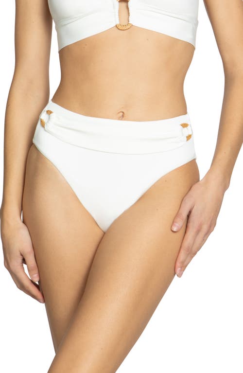 Robin Piccone Margot High Waist Bikini Bottoms in White 