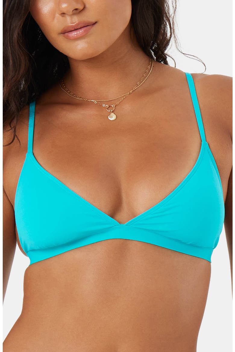 Beach Classics Fixed Triangle Bikini Top, Main, color, TEAL