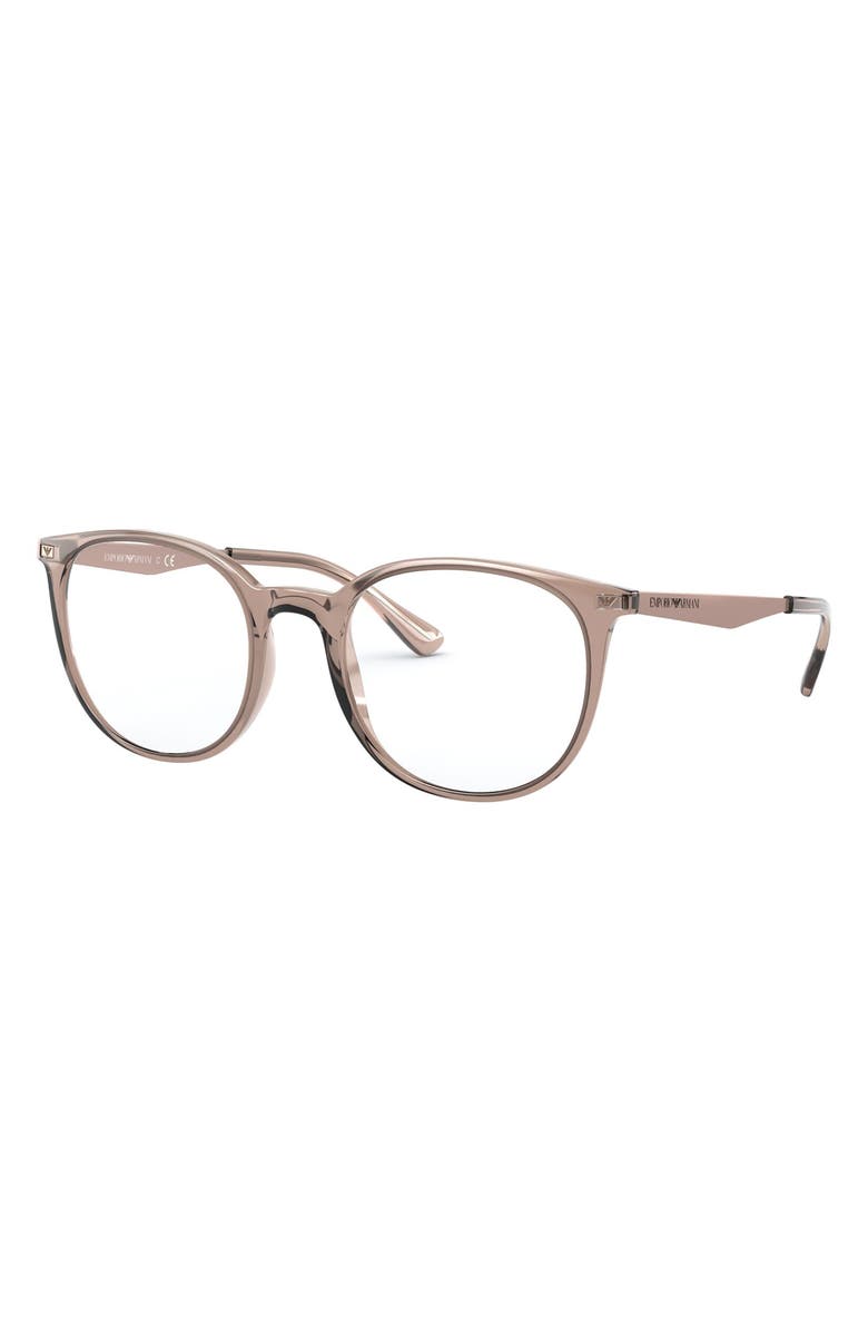 Emporio Armani 52mm Round Optical Glasses, Alternate, color, Transparen
