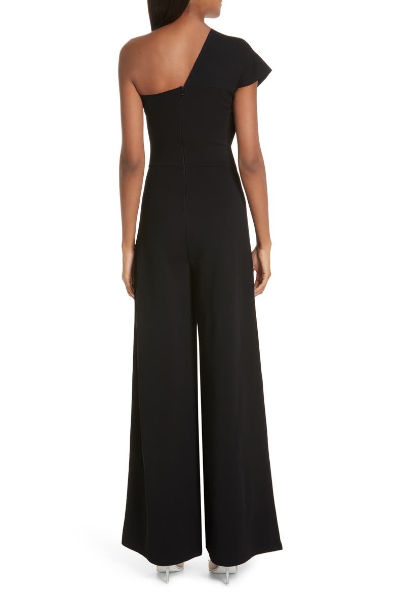 One-Shoulder Wide Leg Knit Jumpsuit, Alternate, color, BLACK