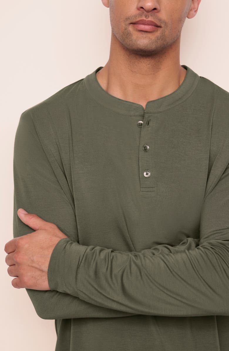 Eberjey Henry Modal Henley Pajama Top & Joggers Set, Alternate, color, Smokey Olive