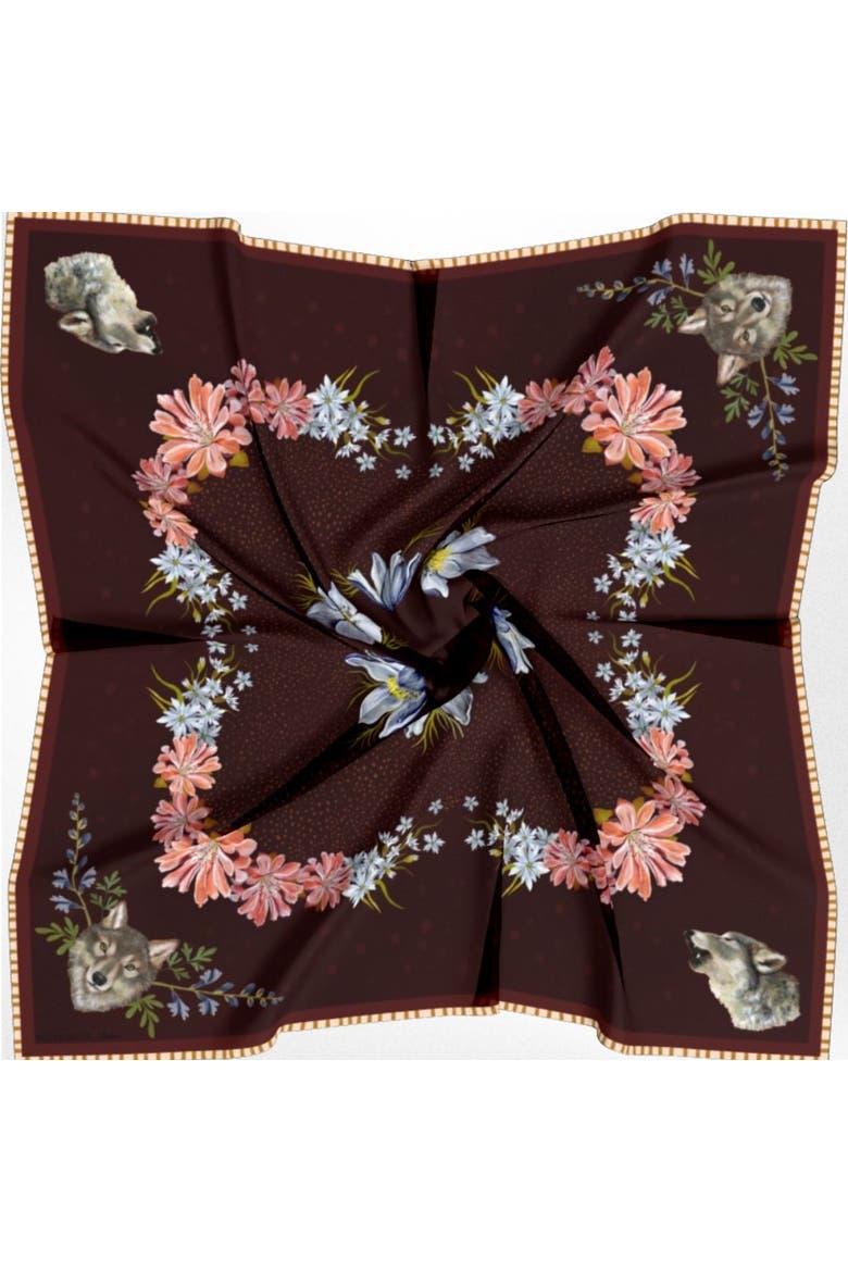 100% Silk Scarf Lupine - Wolf Wildflower Pattern, Alternate, color, 35 x 35"