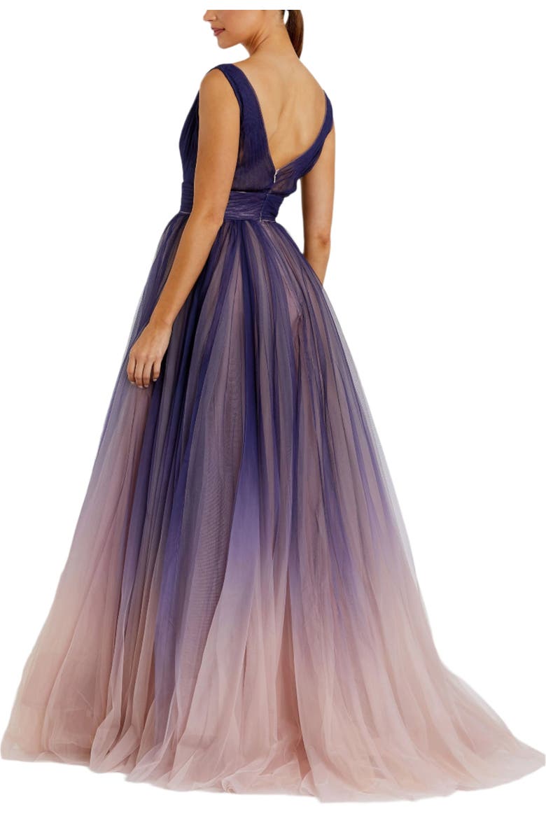 Mac Duggal Sleeveless Ombre Tulle Ball Gown, Alternate, color, Indigo Ombre