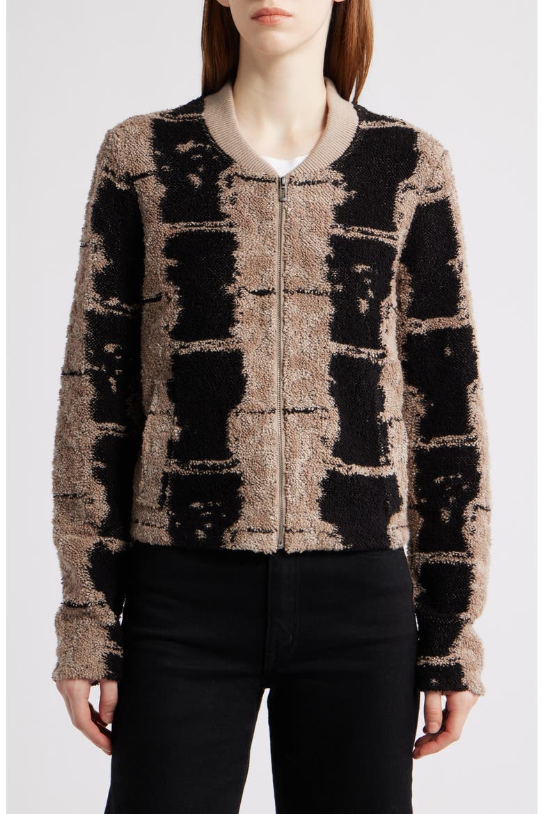 Textured Knit Bomber Jacket, Alternate, color, NEUTRAL MULTI