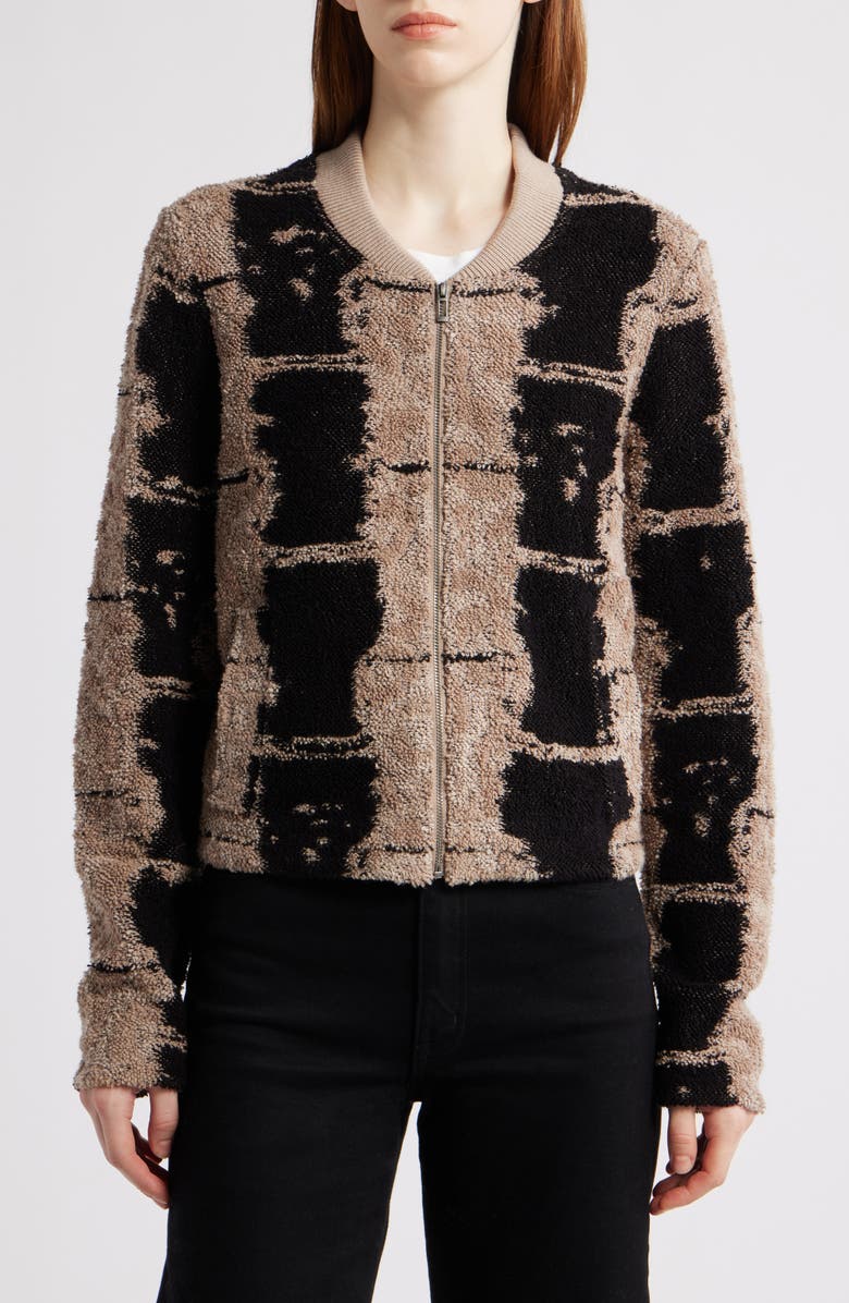 NIC+ZOE Textured Knit Bomber Jacket, Alternate, color, Neutral Multi