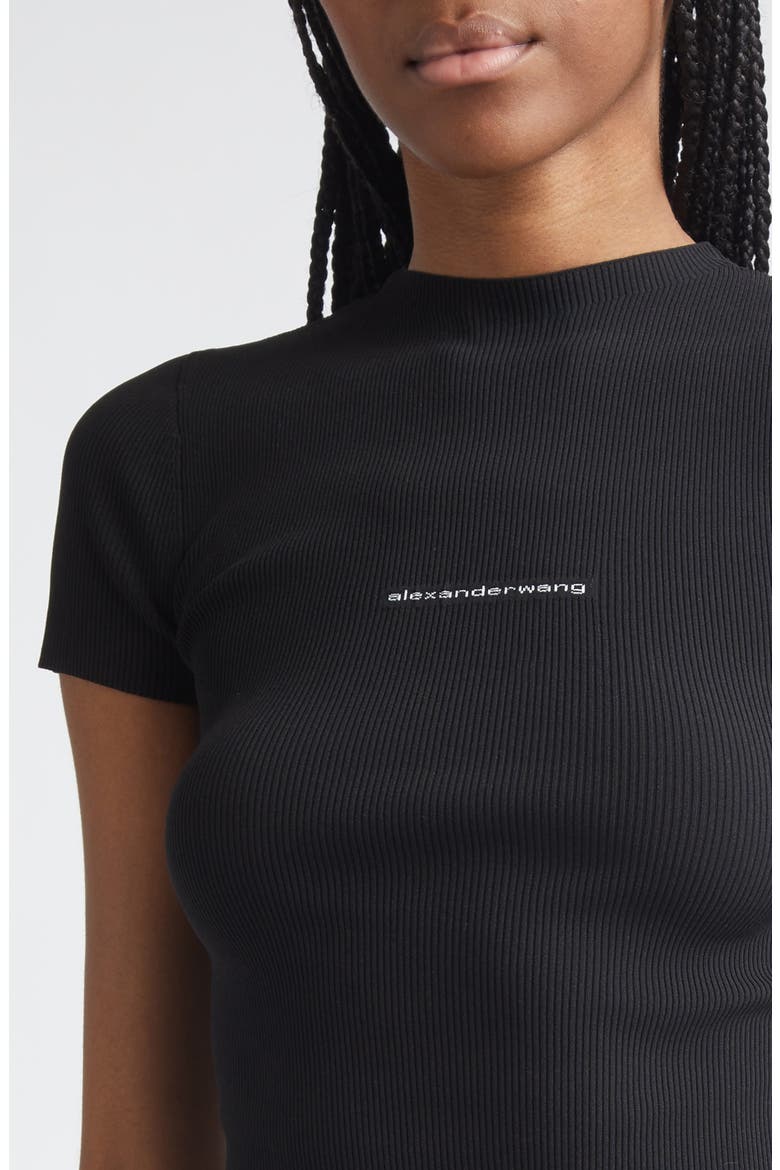 Jacquard Logo Rib Sweater, Alternate, color, BLACK