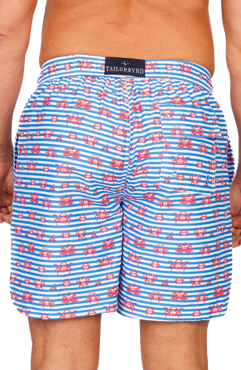 TailorByrd Crab Walk Swim Trunks, Alternate, color, Blue Multi