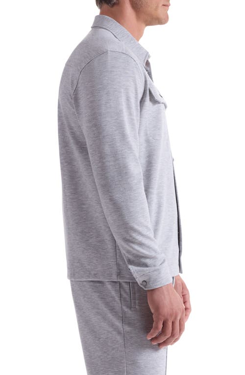 Bugatchi Heathered Kint Snap-up Shirt Jacket In Gray