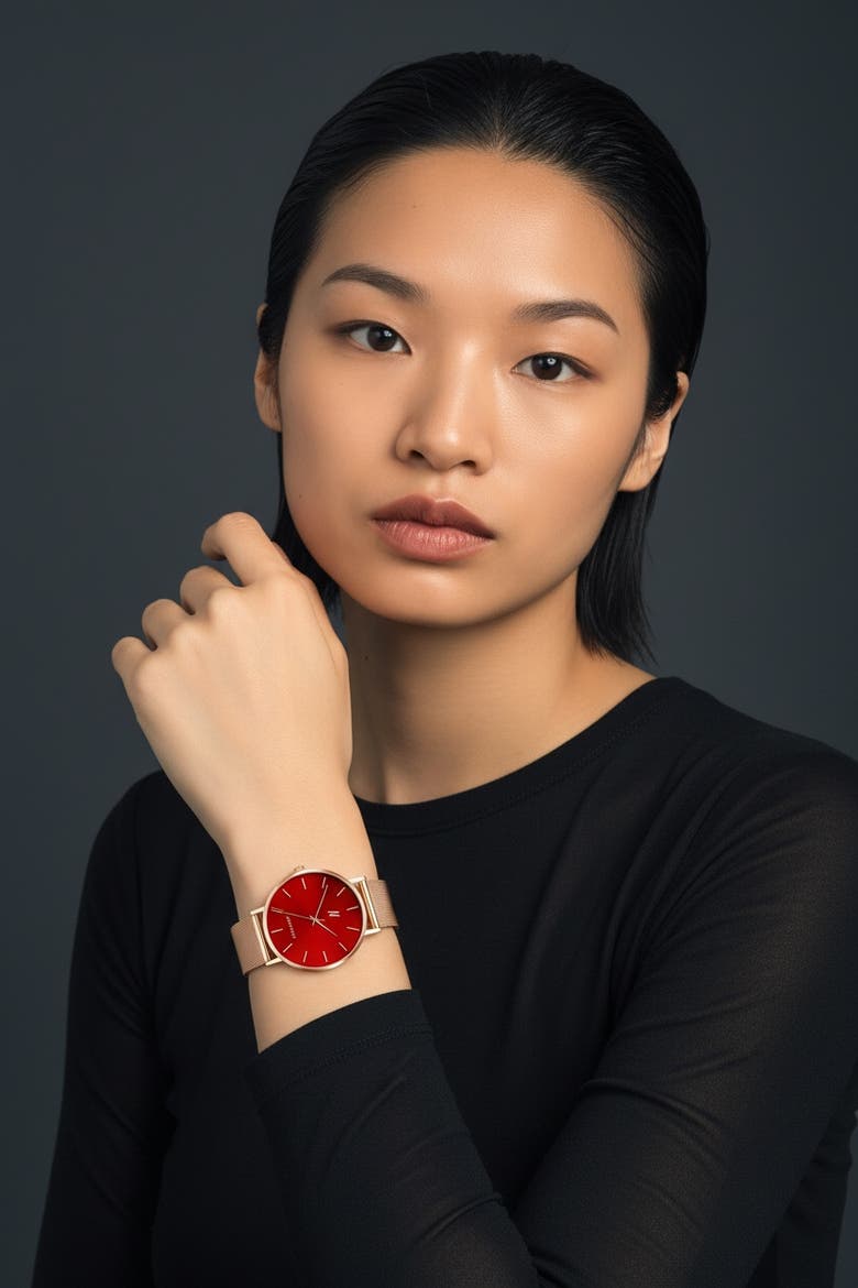 Advance XO Quartz Watch, 36MM, Alternate, color, Brilliant Rose Gold/Rich Red