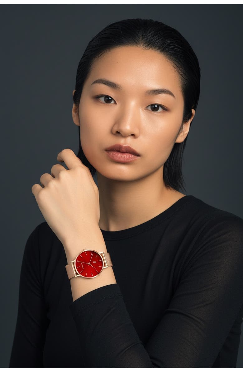 NCMPRBL Advance XO Quartz Movement Watch, 36MM, Alternate, color, Brilliant Rose Gold/Rich Red