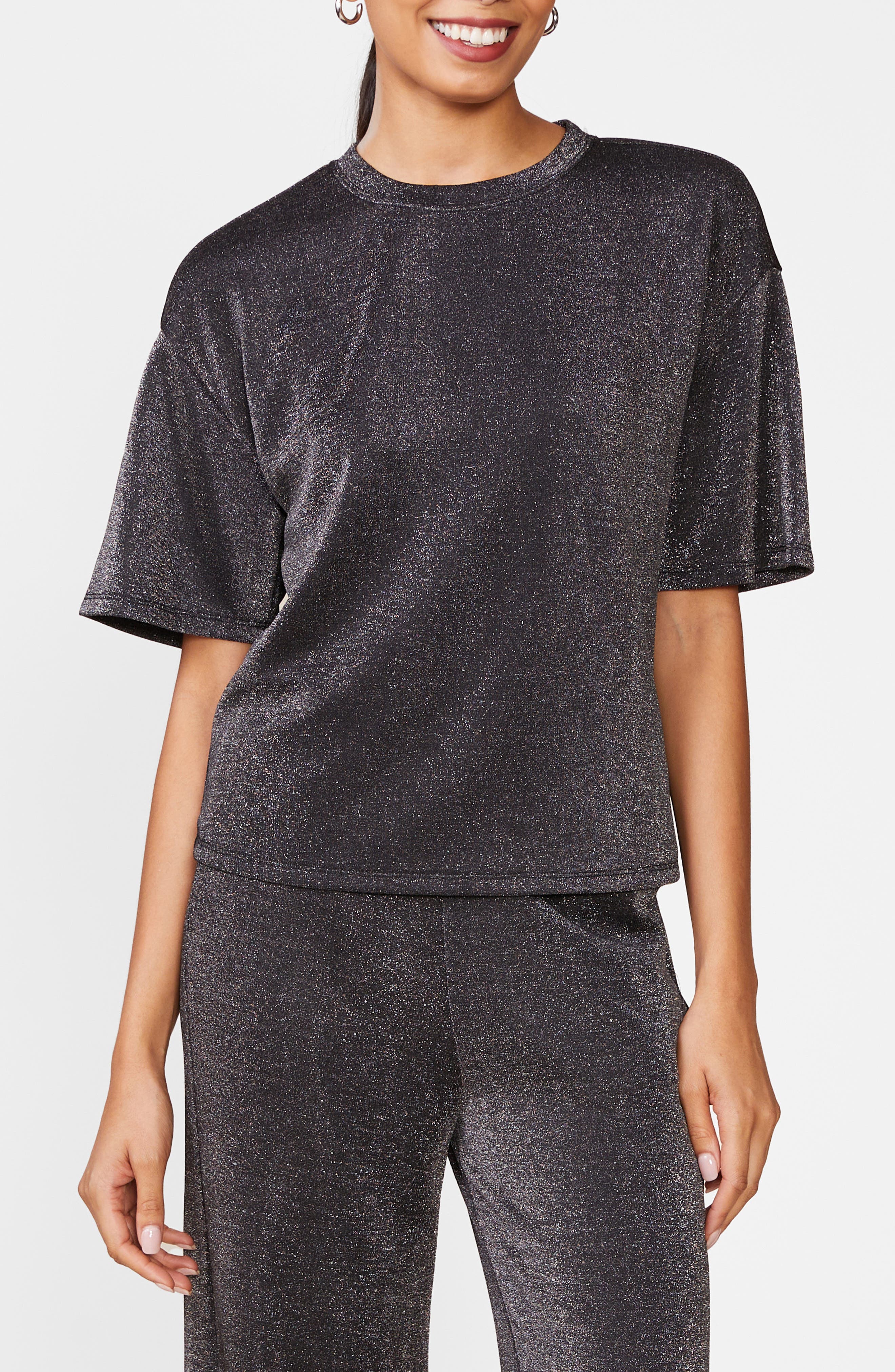 Oversized Glitter Knit T-Shirt
