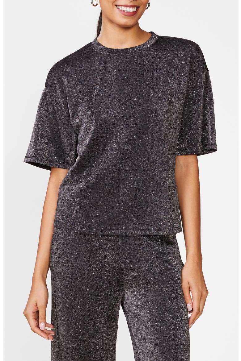 Oversized Glitter Knit T-Shirt, Main, color, CHA GLITTE