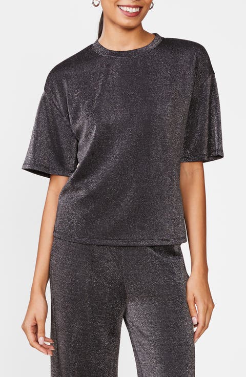 Oversized Glitter Knit T-Shirt